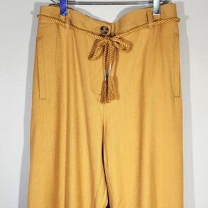 (EUC) CHICO'S Dark Mustard Woven Pants with Rope Belt